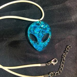 Blue Holographic Alien Necklace